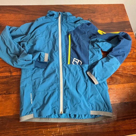 Ortovox Other - Ortovox Merino Inside Men Large Blue Hybrid Technical Full Zip Jacket Hoodless